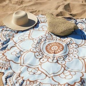 Vix Paula Hermanny Lotus Towel | Color: Blue & Tan